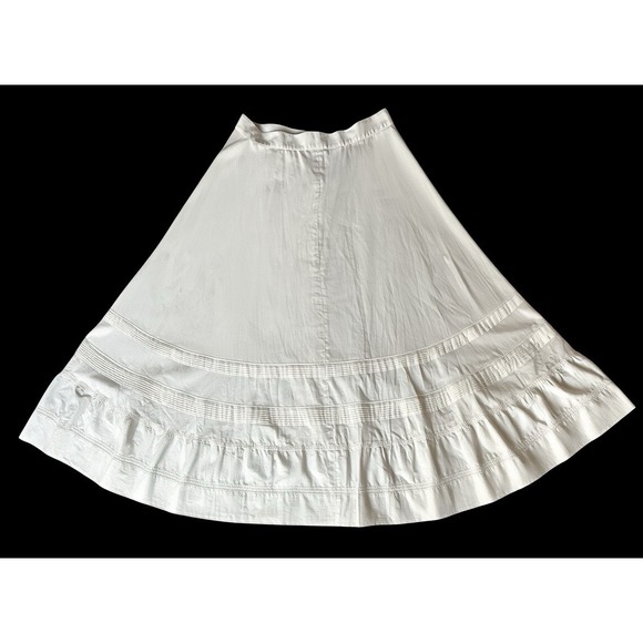 Ralph Lauren LRL  Skirt 14 A Line Off White Cotton Pintuck Cottagecore Prairie - Picture 4 of 11